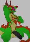  anthro asian_mythology capreoline cervid christmas dragon east_asian_mythology eastern_dragon facing_viewer harness hi_res holidays leather male mammal mythology razeros redponei reindeer solo 