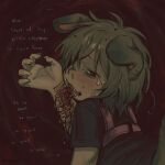 arthropod blood bodily_fluids canid claws english_text female flea gorarati gore harness hi_res humanoid insect licking licking_wound looking_at_viewer looking_back mammal my_name_is_your_choice self-harm solo tears text tongue