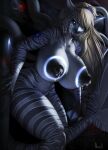 absurd_res anthro areola arm_tattoo back_tentacles big_areola big_breasts blue_eyes breasts cephalopod cleopatra_la_jauge coleoid condom condom_wrapper cybernetic_arm cybernetic_leg cybernetic_limb digital_media_(artwork) ear_piercing facial_piercing female fish furgonomics furry-specific_piercing genitals hair heterochromia hi_res huge_areola hybrid imminent_sex leaking_milk looking_at_viewer marine milk mollusk nageki nose_piercing nude nude_female piercing platinum_blonde pubic_tattoo sexual_barrier_device shark shoulder_tattoo smile solo stripes tattoo tentacles thei&#039;mare yellow_eyes