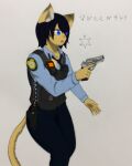  absurd_res anthro blue_eyes felid feline female gun handgun hi_res mammal police_officer ranged_weapon revolver solo weapon zhs zzinhimsum 