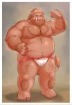  2021 absurd_res anthro aotoaka belly clothing hi_res humanoid_hands jockstrap male mammal moobs nipples overweight overweight_male simple_background solo suid suina sus_(pig) underwear wild_boar 