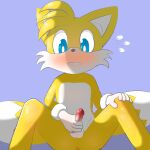  absurd_res anthro blue_eyes blush clothing dr.francat fur genitals gloves handwear hi_res male masturbation miles_prower penis sega shadow solo sonic_the_hedgehog_(series) uncensored video_games 