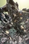  artist_collaboration artist_name comic_cover cover_image decepticon english_commentary glowing glowing_eyes james_raiz kieran_oats leaning_forward looking_down mecha mecha_focus no_humans official_art red_eyes robot rock science_fiction solo starscream transformers transformers_(2007_film) transformers_(live_action) 