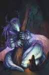 absurd_res ambiguous_gender anthro dragon duo female heidi_(the7thprimarch) hi_res huge_filesize lamp lantern mythological_creature mythological_scalie mythology plant scales scalie size_difference tree