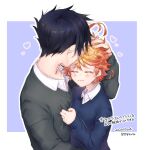  1girl ahoge black_hair blue_sweater_vest closed_eyes emma_(yakusoku_no_neverland) highres orange_hair ray_(yakusoku_no_neverland) short_hair tp82n1r yakusoku_no_neverland 