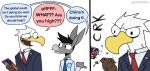  2021 accipitrid accipitriform angry anthro asinus avian bald_eagle beak bird cellphone china clothed clothing comic democrat democrat_donkey dialogue don_kennedy donkey duo eagle english_text equid equine eric_eagle happyroadkill hi_res humor male mammal necktie phone political_cartoon politics sea_eagle smartphone sound_effects suit text united_states_of_america vein 