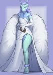 absurd_res anthro clothing dragon dress female flat_chested hair heidi_(the7thprimarch) hi_res horn long_hair mythological_creature mythological_scalie mythology pink_eyes scalie solo