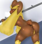  absurd_res anthro bodily_fluids butt dr.francat female fur genital_fluids genitals harem hi_res lagomorph leaning leaning_forward leaning_on_wall leporid looking_at_viewer looking_back lopunny mammal nintendo pok&eacute;mon pok&eacute;mon_(species) pussy rabbit solo uncensored video_games 