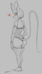  &lt;3 2017 aged_down anthro armwear big_butt black_nose blush butt clothing dee_hawkfeather elbow_gloves eye_through_hair female gloves grey_background hair handwear hi_res hidden_(artist) legs_together legwear lingerie looking_at_viewer mammal monochrome mouse murid murine pictographics rodent short_hair simple_background sketch smile solo speech_bubble standing thigh_highs translucent translucent_hair 
