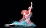  1girl ariel_(disney) ballerina ballet beling0210 breasts cleavage flower hair_flower hair_ornament long_hair navel pantyhose pointe_shoes red_hair sheer_clothes shell shell_bikini small_breasts smile the_little_mermaid tutu 