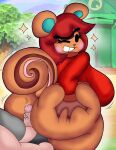  animal_crossing anthro big_breasts big_butt bottomless breasts butt clothed clothing dork_boi female genitals hazel_(animal_crossing) hi_res holding_butt huge_butt human human_on_anthro interspecies male male/female mammal nintendo one_eye_closed penis rodent sciurid thick_thighs video_games wink 