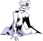 anthro bear bear_(game) black_body black_fur blush bodily_fluids breath crotch_tentacles digital_media_(artwork) fluffy fur genitals hi_res ito_(bear) kneeling lefishaue male mammal microsoft_paint_(artwork) nude penis roblox scar simple_background solo sweat tentacles white_body white_fur