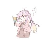  1girl :3 ahoge amano_tatsu anyoji_hime ball black_ribbon blonde_hair blue_eyes blunt_bangs blush brown_dress closed_mouth commentary_request deformed dress gradient_hair hagoita hair_ribbon hane_(hanetsuki) hasu_no_sora_school_uniform highres holding holding_ball holding_paddle hood hood_down hooded_jacket jacket link!_like!_love_live! long_hair long_sleeves looking_at_viewer love_live! multi-tied_hair multicolored_hair neckerchief open_clothes open_jacket paddle pink_hair pink_jacket pleated_dress ponytail ribbon sailor_collar sailor_dress school_uniform sidelocks simple_background smile solo swept_bangs translation_request v-shaped_eyebrows virtual_youtuber white_background white_sailor_collar winter_uniform yellow_neckerchief 