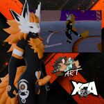 2024 3d_modeling balls black_body bodily_fluids cum cumshot dragon ejaculation erection fur genital_fluids genitals male markings model mythological_creature mythological_scalie mythology orange_body orange_eyes orange_fur penis scalie symbol_tattoo vrchat vrchat_model white_body xca zgf_art