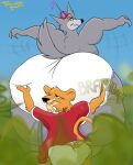 anthro big_butt butt canid canine canis clothed clothing diaper disney duo fart fart_cloud fart_fetish farting_on_another felid gassy hi_res lion male male/male mammal obese obese_anthro obese_male overweight overweight_anthro overweight_male pantherine prince_john robin_hood_(disney) sheriff_of_nottingham size_difference smelly teasyrat thick_thighs wearing_diaper wolf