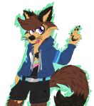  anthro belt black_ears canid canine clothed clothing fox fully_clothed hi_res hoodie koen_the_fox line_art male mammal multicolored_body peace_symbol shirt solo topwear undershirt 