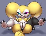  anthro buttplug clothing digimon digimon_(species) fan_character female furball_(artist) genitals heterochromia legwear lying on_back presenting presenting_pussy pussy renimpmon_x sex_toy short_stack solo spread_legs spreading stockings 