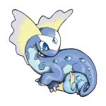  amaura animal_focus aurorus blacknirrow blue_eyes closed_eyes closed_mouth dinosaur evolutionary_line no_humans pokemon pokemon_(creature) simple_background sleeping smile white_background 
