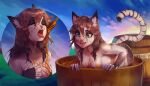  anthro breasts domestic_cat eerieeyes em&#039;ra_(kaiyaruki) felid feline felis female female_focus food food_fetish food_play fur heterochromia honey_(food) mammal nipples nude open_mouth solo 