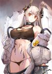  arknights cleavage horns mudrock_(arknights) pointy_ears pupps tagme 