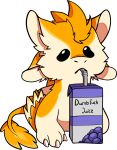 2023 3_fingers alpha_channel anthro avali avian big_fingers big_head black_sclera chibi claws drinking_juice drinking_straw dumb_fuck_juice feather_hair feathered_wings feathers fingers grape_juice hair hi_res juice_(beverage) male male_(lore) nude nude_anthro nude_male orange_body orange_ears orange_feathers orange_hair orange_tail pseudo_hair ravashi_(dynnie) rottenchunks simple_background solo tail transparent_background white_body white_claws white_feathers white_inner_ear winged_arms wings