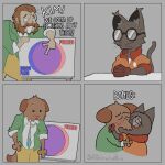  1:1 3_fingers 5_fingers anthro black_body black_fur blush bottomwear brown_body brown_fur canid canine canis clothed clothing comic disco_elysium domestic_cat domestic_dog duo english_text eyewear felid feline felis fingers french_kissing fur glasses green_clothing green_suit harrier_du_bois hi_res human inner_ear_fluff jacket kim_kitsuragi kissing male male/male mammal meme necktie not_furry orange_clothing orange_jacket orange_topwear pants selfdestructking shirt suit tail text topwear transformation tuft venn_diagram white_clothing white_shirt white_topwear yellow_bottomwear yellow_clothing yellow_pants 
