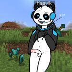  3d_(artwork) anonymous_artist anthro clothed clothing digital_media_(artwork) genitals giant_panda girly hasvik hi_res male mammal minecraft nude partially_clothed penis solo tagme text ursid video_games white_body youtuber 