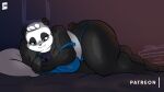  anthro bed big_breasts breasts cellphone female furniture giant_panda hi_res joaoppereiraus lying mammal on_side phone pillow slightly_chubby solo sueli_(character) thick_thighs ursid wide_hips 