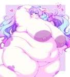  &lt;3 2021 accessory anthro areola belly big_areola big_belly big_breasts blep blue_hair blush bovid bovine braided_hair breasts cattle cowbell ear_piercing featureless_crotch female hair hair_accessory hi_res huge_breasts kemono long_hair looking_at_viewer mammal multicolored_body multicolored_hair nipples nude obese obese_anthro obese_female overweight overweight_anthro overweight_female piercing pink_hair purple_body purple_hair radiowave solo thick_thighs tongue tongue_out white_body 