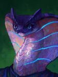  1girl absurdres artist_name blue_eyes furry furry_female green_background highres ndaranyan portrait scales sethrak slit_pupils snake_girl solo warcraft world_of_warcraft 