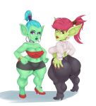  big_butt bottomwear butt clothing duo female goblin green_body hi_res holding_butt huge_butt humanoid miniskirt not_furry short_stack skirt sundown_(artist) thick_thighs wide_hips 