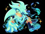  1boy artist_name black_background boots brown_eyes furry furry_male gloves grey_fur highres looking_at_viewer nolvini silver_the_hedgehog simple_background solo sonic_(series) sparkle white_gloves 