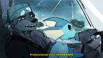  absurd_res anthro canid canine canis car clothed clothing detailed_background domestic_dog driving duo eeveelution female feral goon_(goonie_san) goonie-san hi_res male male/female mammal nintendo on_lap open_mouth pok&eacute;mon pok&eacute;mon_(species) raining sitting_on_lap team_rocket text vaporeon vehicle video_games 