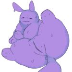  anthro anus breasts butt domestic_cat featureless_breasts felid feline felis female genitals goo_creature hi_res hypnospace_outlaw mammal mushi_(hypnospace_outlaw) nautile purple_body purple_skin pussy slightly_chubby white_backgroud 