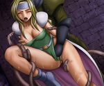  1girl areola_slip areolae belt breast_slip breasts breasts_apart celes_chere closed_eyes crimson_comics dutch_angle fantasy final_fantasy final_fantasy_vi fingering green_leotard grey_belt guard hetero high_belt highleg highleg_leotard large_breasts leotard leotard_pull loose_belt nipples no_bra no_panties open_mouth pussy_juice rape silver_trim solo_focus source_request strapless strapless_leotard sweat taut_leotard tentacle_sex tentacles wince 