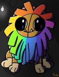 big_eyes blood bodily_fluids felid feral fur lion male male/male mammal multicolored_body multicolored_fur pantherine paws rainbow_body rainbow_fur smile solo teeth tinky yarn yarnaby_(poppy_playtime)