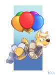 2024 3:4 anthro avery_(vir-no-vigoratus) balloon bdsm blonde_hair blue_background blue_balloon blue_eyes blue_sclera bondage bound briefs brown_nose brown_straitjacket bulge canid canine canis clothed clothing detailed_background domestic_dog footwear green_balloon grey_seam_briefs hair herding_dog inflatable male mammal open_mouth orange_balloon pantsless pantsless_male pastoral_dog purple_balloon red_balloon restraints signature simple_background socks solo straitjacket teeth_showing tighty_whities tongue_showing underwear vir-no-vigoratus welsh_corgi white_background white_briefs white_clothing white_footwear white_socks white_underwear yellow_balloon
