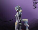  anthro ball_gag bdsm bondage bound collar equid equine female friendship_is_magic gag hands_behind_back leash looking_back mammal my_little_pony nipple_weights nude pegasus simple_background solo standing vapor_trail_(mlp) warskunk_(artist) wing_bondage wings 