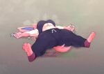 2024 after_exercise anthro artist_name big_breasts black_bottomwear black_clothing black_topwear blue_inner_ear bodily_fluids bottomwear breasts claws clothing colored digital_drawing_(artwork) digital_media_(artwork) digital_painting_(artwork) eeveelution exhausted feet female finger_claws fur generation_6_pokemon gloves_(marking) hair lying mammal markings nintendo on_back on_ground painting_(artwork) pawpads paws pink_body pink_ears pink_fur pink_hair pink_pawpads pink_tail pokemon pokemon_(species) pokemorph portrait shaded signature simple_background soles solo spread_legs spreading sweat sylveon tail text thwillartz toe_claws toes topwear under_boob vince_(thwillartz) watermark white_body