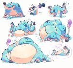balloon belly big_belly blue_body crown dragon female headgear hi_res inflatable markings miluinaoxie mythological_creature mythological_scalie mythology obese overweight quadruped scalie sequence simple_background solo star_(marking) stuffing weight_gain white_background white_belly