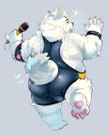  2021 anthro black_nose bulge butt canid canine canis domestic_dog fur humanoid_hands kemono male mammal nekomarudon nordic_sled_dog overweight overweight_anthro overweight_male samoyed solo spitz tanukimaru white_body white_fur wrestling_singlet 