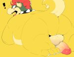  ! 2021 absurd_res anthro balls big_butt blush bowser butt erection genitals hi_res koopa male mario_bros nintendo overweight overweight_anthro overweight_male penis scalie simple_background solo thick_thighs video_games yellow_background yellow_body zestibone 