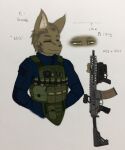  absurd_res anthro canid canine canis coyote grenade_launcher gun hi_res male mammal mercenary ranged_weapon rifle soldier solo warrior weapon zzinhimsum 