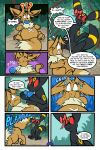 2025 7_panel_comic absurd_res ambiguous_gender bandage belly big_belly black_body black_eyes black_nose black_text blue_text bodily_fluids bow_ribbon brown_body brown_fur brown_hair cat_smile clenched_teeth closed_smile comic day dialogue digital_media_(artwork) duo eevee eeveelution ellipsis english_text exclamation_point eye_through_hair eyebrows eyes_closed feral fluffy fluffy_tail food fruit fur generation_1_pokemon generation_2_pokemon hair hi_res holding_food holding_object ill legendary_pokemon looking_at_another lying mew_(pokemon) motion_lines mouth_closed neck_tuft nintendo on_back on_ground open_mouth open_smile oran_berry outside pawpads paws plant pokemon pokemon_(species) pokemon_berry pokemon_mystery_dungeon quadruped question_mark red_sclera sharp_teeth shrub signature smile sound_effects speech_bubble spike_chunsoft standing stuffing sweat sweatdrop tail talking_to_another teeth text tongue translucent translucent_hair tree tuft umbreon virmir virmir_(character) vomiting white_sclera