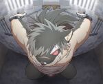  anthro asian_clothing bdsm bound canid canine canis captured clothed clothing domestic_dog east_asian_clothing fundoshi hair hi_res japanese_clothing long_hair male mammal ponytail ponzu_tas shino_(housamo) solo tokyo_afterschool_summoners underwear underwear_only video_games 