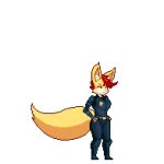 1:1 animated anthro badge belt big_tail blinking canid canine clothing dark_clothing digital_media_(artwork) female fennec_fox fox fur gillenew hair hand_on_hip idle_animation mammal multicolored_body multicolored_fur penny_(tits) pixel_(artwork) pixel_animation police police_uniform red_hair short_playtime solo tail trials_in_tainted_space true_fox two_tone_body two_tone_fur uniform