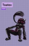  absurd_res amphibian anthro cat_o&#039;_nine_tails clothing female frog hi_res humanoid latex_skin latex_transformation rottentuttifrutti rubber rubber_suit solo toad_(frog) whip 