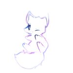 ambiguous_gender feet feral fluffy fluffy_tail fur hi_res hindpaw mammal multicolored_outline one_eye_closed outline paws simple_background smile snoiifoxxo solo solo_focus tuft white_background white_body white_fur wink 