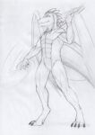  anthro dragon drake_(drake_drachenlicht) drake_drachenlicht graphite_(artwork) hair hi_res male membrane_(anatomy) nude pencil_(artwork) scalie simple_background solo traditional_media_(artwork) white_background wings 