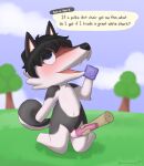  ambiguous_gender animal_crossing anthro canid canine canis condom disembodied_hand duo female female/ambiguous genitals hi_res mammal nintendo nude public pussy sex_toy sexual_barrier_device solo_focus unboxyguy video_games wand wolf 